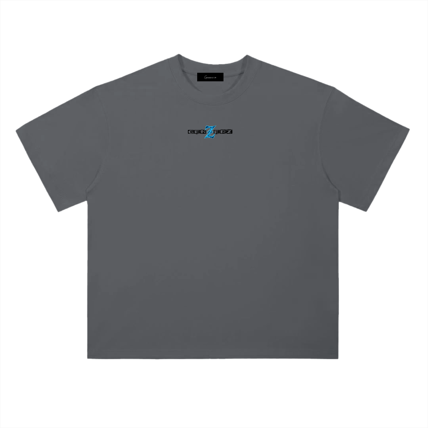 Genzerz Blue Lightning Z Tee – oversized Gray streetwear t-shirt with small chest logo