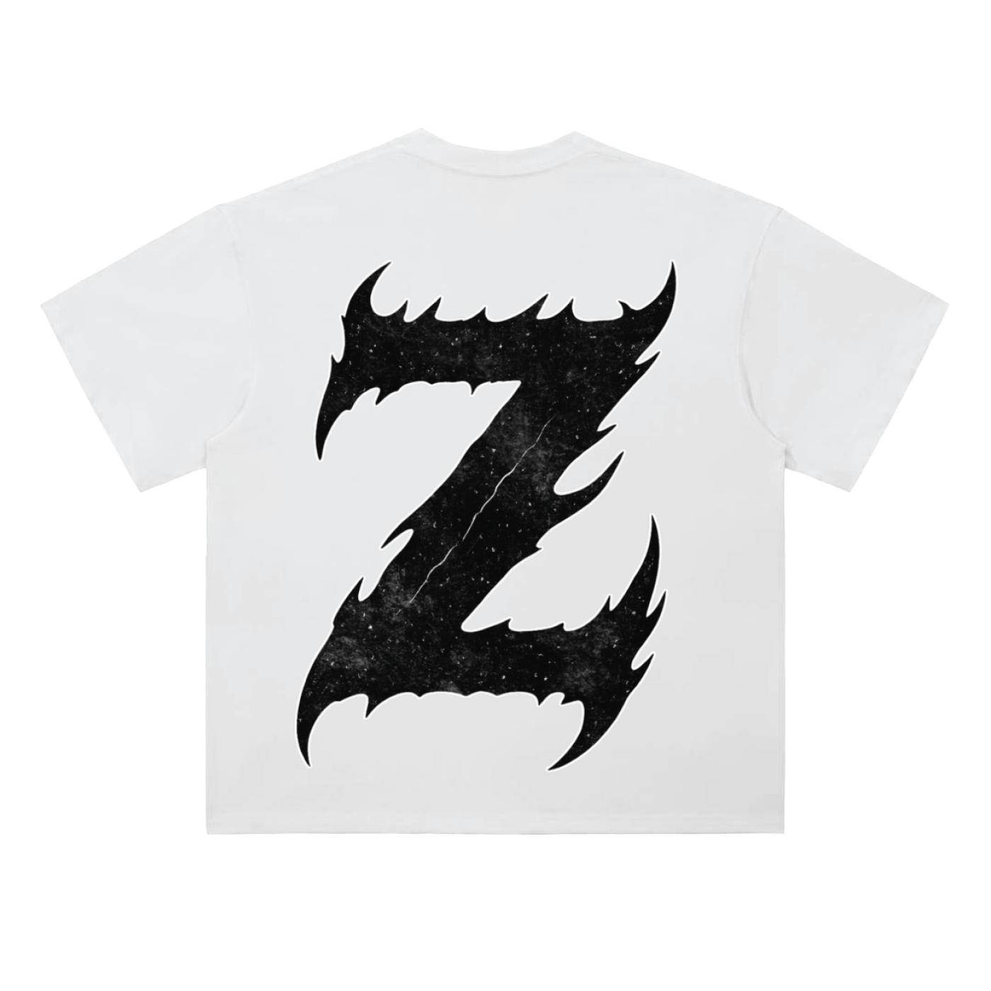 Genzerz white T-shirt with large black Z graphic on the back.