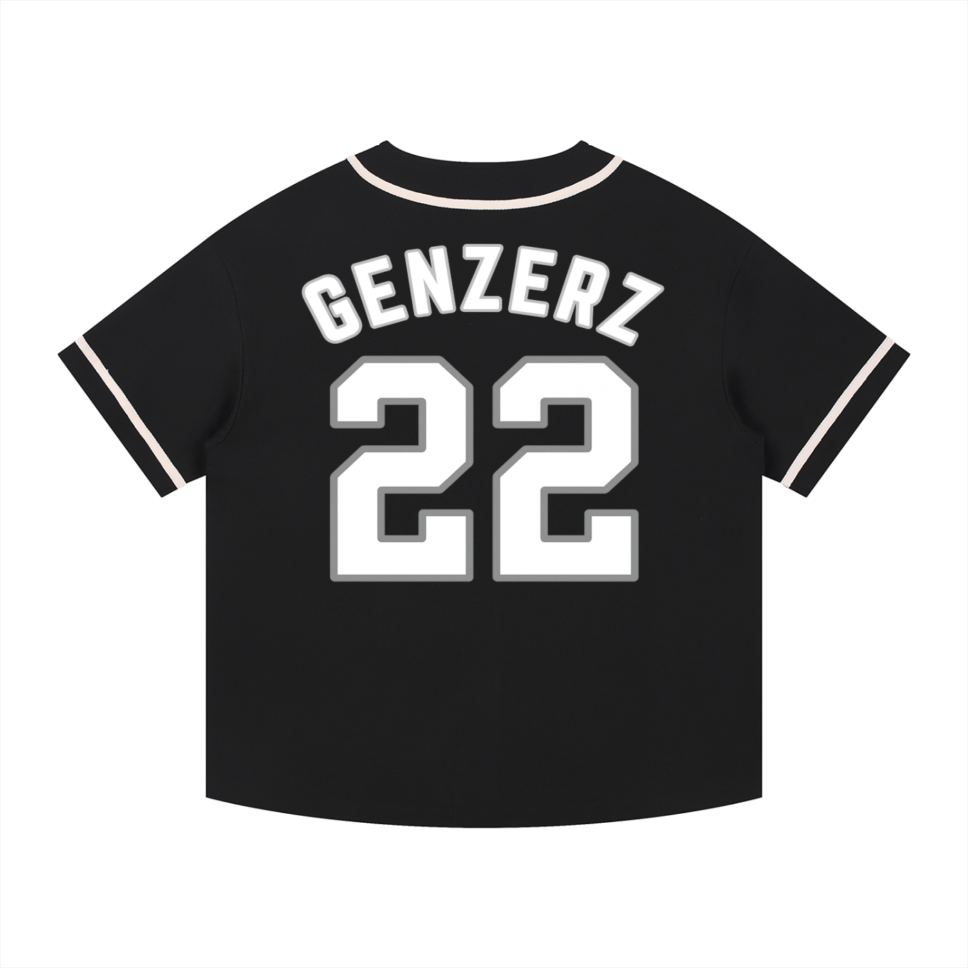 Genzerz Contrast Z Jersey – black button-up streetwear top with large white Z logo back