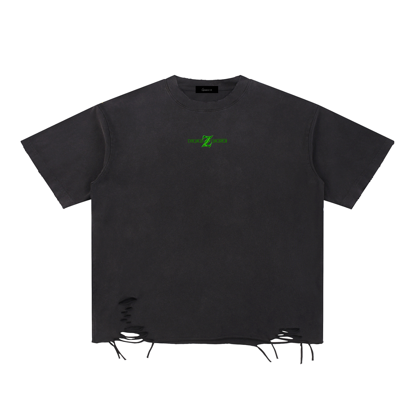 enzerz Green Lightning Z Tee – oversized black shirt with small neon green Z chest detail 